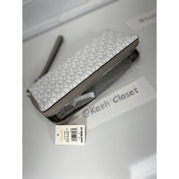 Michael Kors MK Large Logo Travel Continental Wallet- Bright White - Picture 8 of 8